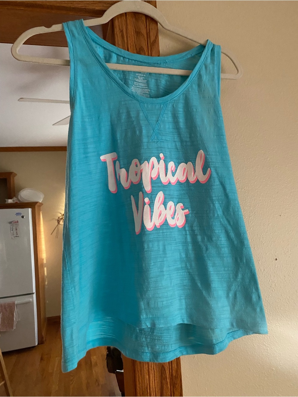 Secret treasures Pink & Blue womens Tropical Graphic Tank Tops - Picture 2 of 7
